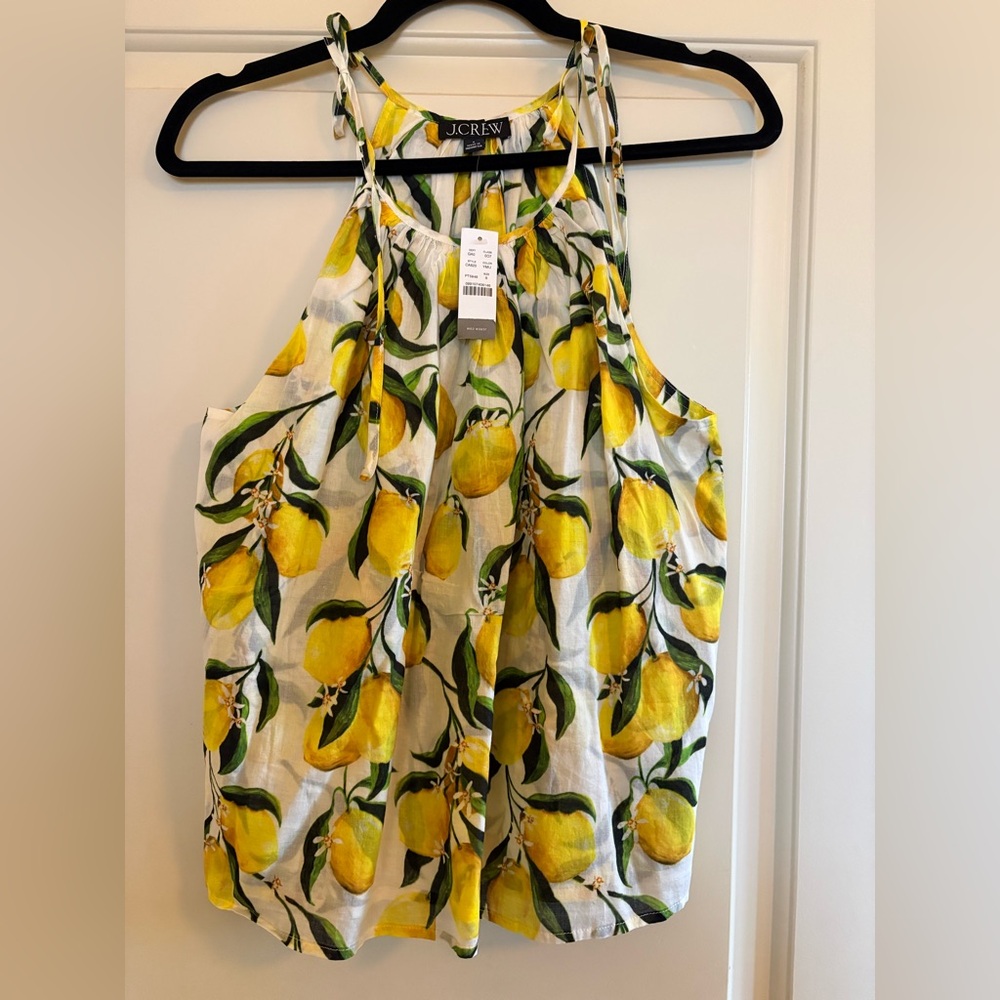 J Crew Tie Shoulder Tank Top in Limoncello Cotton Voile, size S, NWT - Picture 2 of 6